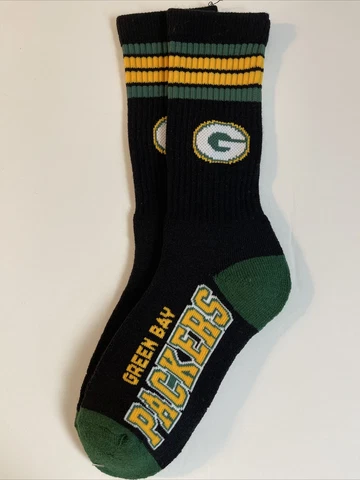Green Bay Packers Adult Socks FBF 4-Stripe 1 Pair- Large New Free Ship (D1) Cover