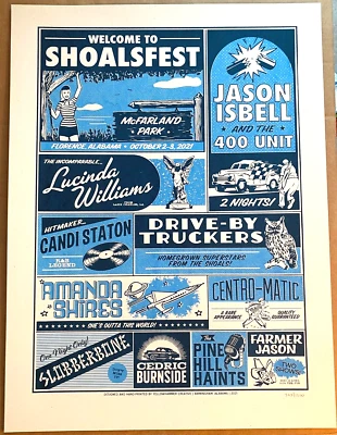 Póster oficial Shoalsfest Jason Isbell Lucinda Williams Florence AL 2021 #/1200 Foto 1 de 4