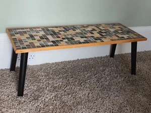 Long Mid Century Mosaic Tiled Coffee Table, 100 cm x 35 cm, Retro, 1960's - Picture 1 of 6