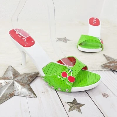 MIA Lyza Sandalias Tacón Cereza Verde Lunares Rojo Tachonado Retro Mujer Talla 8 Foto 1 de 4