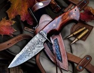 Handmade Damascus Steel Hunting/Camping Sharp Bobcat Skinner Knife with Sheath - Picture 1 of 4