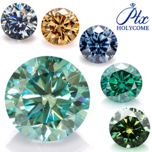 Piedra preciosa redonda brillante moissanita suelta multicolor VVS con certificado GRA - Imagen 1 de 21