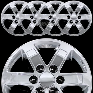 4 fit 2007-2014 GMC SIERRA 1500 YUKON 17" Chrome Wheel Skins Hub Caps Rim Covers - Picture 1 of 10