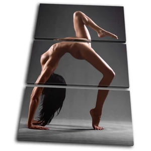 Nude Gymnast Pose Girl Woman Lady Erotic TREBLE CANVAS WALL ART Picture Print - Picture 1 of 1
