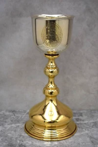 Antique Byzantine Chalice, Cup Sterling with Engraved Sacred Heart  (CU2112) - Picture 1 of 17