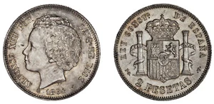 2 SILVER PESETAS / 2 PESETAS PLATA. MADRID ALFONSO XIII. 1894*. AU / SC- - Imagen 1 de 1