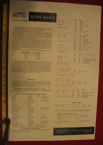 Unertl Scope Base Chart with Mounting Applications & Dimensions - Picture 1 of 5