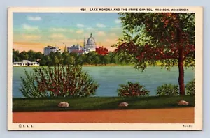 Cartolina Lago Monona e Campidoglio di Stato Madison Wisconsin non spedita - Foto 1 di 2