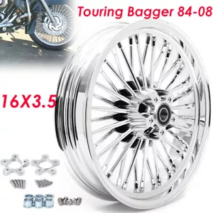 Chrome 16" 16x3.5 Fat Spoke Front Wheel Rim for Harley Touring Road King Classic - Foto 1 di 8