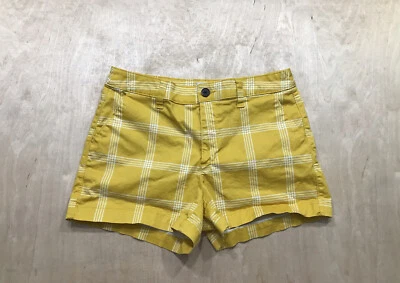 a new day Women's Plaid Mid-Rise Chino Shorts Yellow Size 4 W/pockets - Image 1 of 4