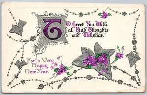 Postcard c1914 Split Ring Cancel Port Medway Nova Scotia Embossed New Years - Picture 1 of 3