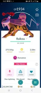 ⚡Non Shiny Dynamax (Nicht-Schillernd) Raikou Pokemon GO⚡ Exchange or 30 Days - Picture 1 of 1