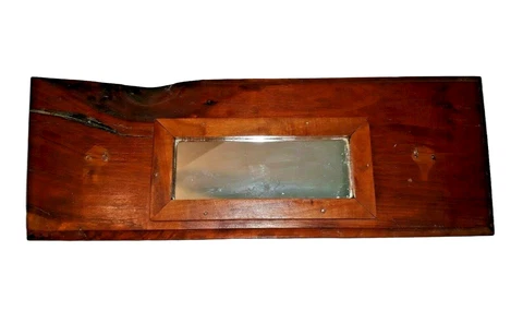 Vintage Heavy Handmade Wooden Wall Shave Mirror Cabin Primitive Rustic Country Cover