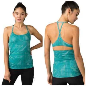 Camiseta sin mangas PRANA Wander Often Yoga retro azulada brillante azul verde talla XS NUEVA - Imagen 1 de 11