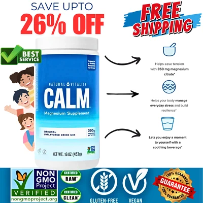 Polvo mezcla de bebida calmante vitamina natural Vitality, original sin sabor, 16 oz Foto 1 de 4