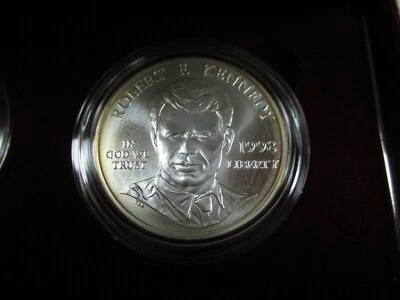  1998-S  Robert F Kennedy Proof and Uncirculated Silver Dollar coins w/box & COA - Image 1 of 4