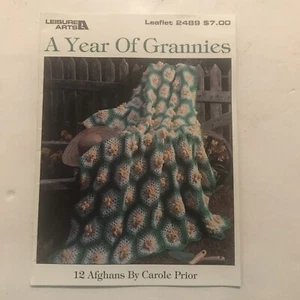 A YEAR OF GRANNIES ~ 12 Crochet Designs Carole Prior Leisure Arts # 2489 - Picture 1 of 3