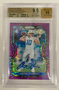 2020 Prizm Justin Herbert RC Purple Pulsar SSP BGS 9.5 10 Auto POP 1 Fanatics