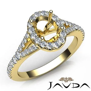 Anillo de compromiso de diamantes semi montura ovalado con punta de corte U halo oro amarillo de 18 k 0,5 quilates - Imagen 1 de 7