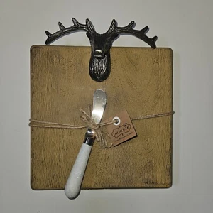 Mud Pie Cheese Tray with Pewter Antler Accent - Picture 1 of 2