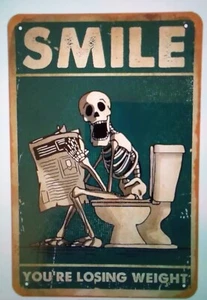 RETRO SONRISA ESTÁS PERDIENDO PESO NOVEDAD HOJALATA SIGNO 30x20cm Nuevo Funky Regalo Ver Imagen - Imagen 1 de 2