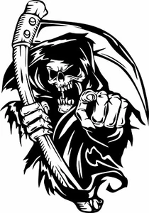 Grim Reaper Scythe Skull Pointing Car Truck Window Vinyl Decal Sticker - Bild 1 von 2