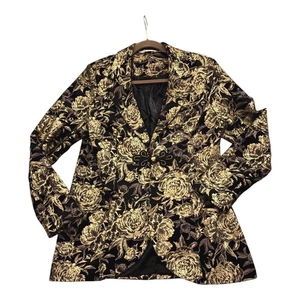 Soft Surroundings Marley Blazer Jacke in Schwarz Ponte Gold Metallic Neu ohne Etikett Gr. M - Bild 1 von 10