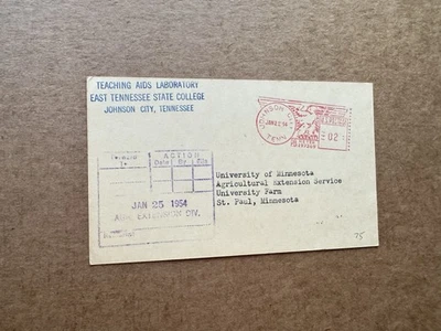 US University Meter Card (75) +1954 East Tennessee State College +Johnson City - Image 1 of 2