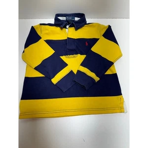 Polo By Ralph Lauren Rugby Collared Blue Yellow Stripe Preppy Boys Sz 6 Shirt - Picture 1 of 3