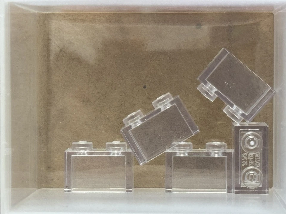 LEGO Parts - Trans-Clear Brick 1 x 2 without Bottom Tube - No 3065 - QTY 5 - Image 1 of 1