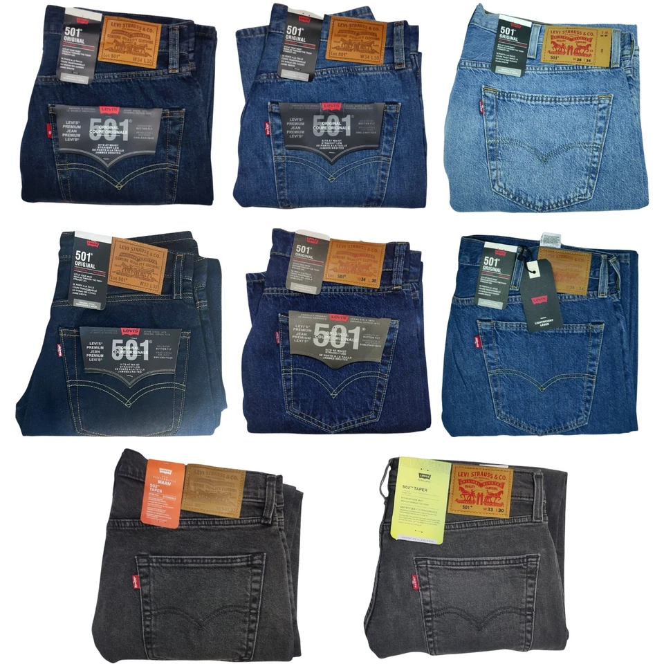 Levis 501 Jeans Original Shrink To Fit Straight Leg Button Fly 100% Cotton New - Image 1 of 1