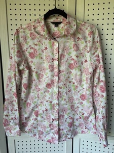 Brooks Brothers Women's 8 Pink Green Floral Button Down Blouse Cotton - Picture 1 of 5