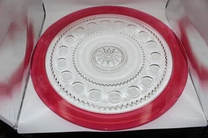 TIFFIN FRANCISCAN CRANBERRY KING'S CROWN THUMBPRINT PUNCH BOWL LINER/UNTERTELLER - Bild 1 von 1