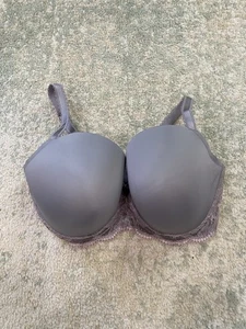 Panache Clara 7251 - 34G Bra Gray Pink Lace Bow Full Cup Underwire Back Closure - Picture 1 of 6