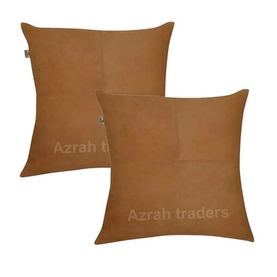 Lambskin Leather Pillow Cover - Sofa Cushion Case - Decorative Throw Covers f... - Image 1 of 3