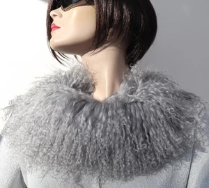 Fourrure Écharpe Tibetlamm Boa Loop Col de Peau Mouton Manteau Filets Mode Basic - Picture 1 of 4