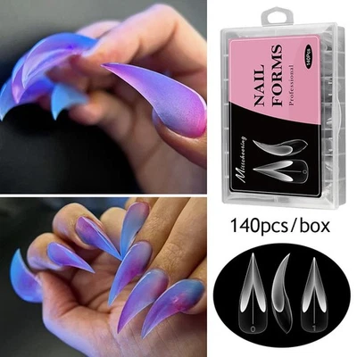 Nail Extension Fake Nail Full Cover Manicure Tooleagle Hook Shape Natural * - Image 1 of 4