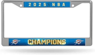 Oklahoma City Thunder 2025 NBA Champions Chrome License Plate Frame 6"x12"  - Image 1 of 2