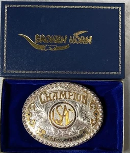 Hebilla de cinturón vintage Champion LSAC Western para damas superpuesta en plata de ley - Imagen 1 de 9