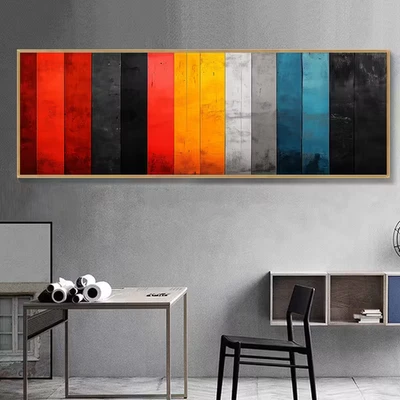 Panoramic Abstract Bold Design Painting Canvas Print Wall Art Home Decor - Image 1 of 4