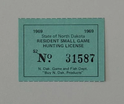 1969 North Dakota State Resident Small Hunting License Stamp - Image 1 of 2