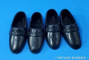 (2) pair Vintage Ken Doll Black Rubber Loafer Shoes Excellent ~ 1970's - Picture 1 of 4