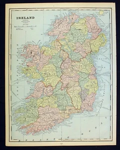 1889 Scotland and Ireland Antique Map - Picture 1 of 6