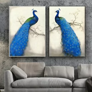 Abstract Art Peacock Canvas Poster Fabric Oil Paint Wall Decor No Frame S343 - Picture 1 of 9