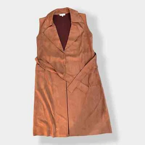Anthropologie Solitaire Faux Suede Sleeveless trench jacket size L - Picture 1 of 8