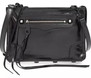 Borsa a tracolla Rebecca Minkoff Regan nuova con etichette pelle nera/hardware nero pochette $195 - Foto 1 di 12
