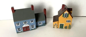 2 Handpainted Wooden Country Houses Handmade 1993 Pre Owned - Picture 1 of 4