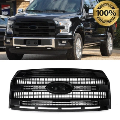 For 2015 2016 2017 Ford F-150 Platinum Tuxedo Black Front Grille W/O Camera Hole - Image 1 of 4