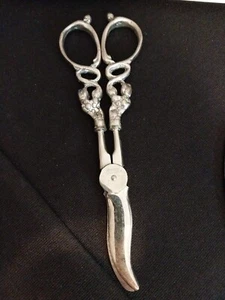 Sterling Handle Floral Scroll Vine Grape Shears - Picture 1 of 13