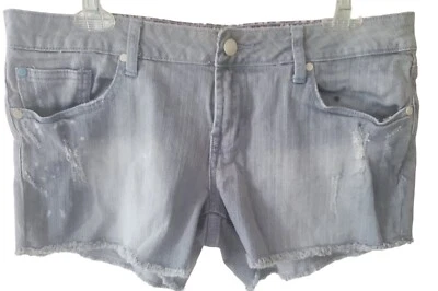 Pantalones Cortos Micro Mini Jean Para Mujer Talla 10 Gris Envejecido Denim Cortes Daisy Dukes Foto 1 de 4